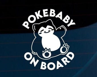Pokemon Snorlax Baby on Board, Baby in Car, Kids in Car, Weatherproof Car Decal | Window Decal | Bumper Sticker