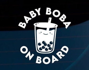 Baby Boba on Board or Cutea in Car Bubble Tea | Boba Tea Baby on Board Weatherproof Car Decal | Window Decal | Bumper Sticker Vinyl