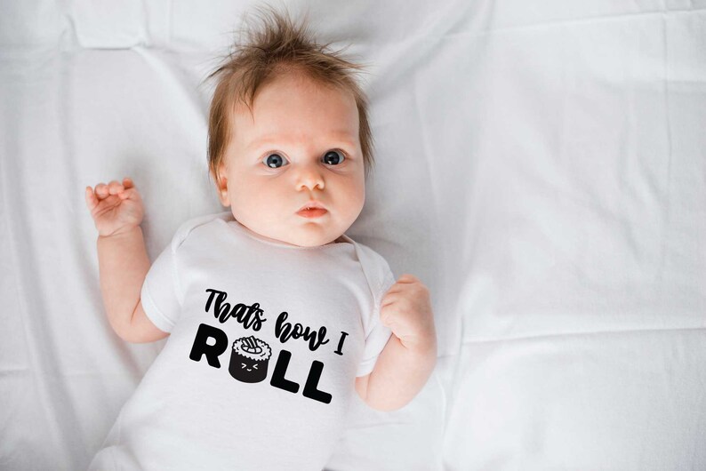 That's How I Roll Sushi Baby Onesie Funny Food Pun Gender Neutral Baby Bodysuit image 4