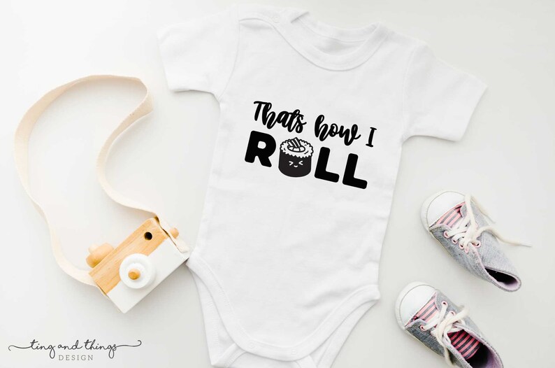 That's How I Roll Sushi Baby Onesie Funny Food Pun Gender Neutral Baby Bodysuit image 2