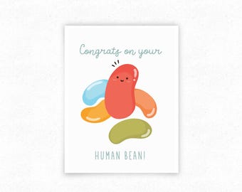 Gratulacje z okazji urodzin Twojej kartki z Human Bean | Powitanie dziecka bez względu na płeć | Prezent na baby shower | Powiadomienia o narodzinach dziecka