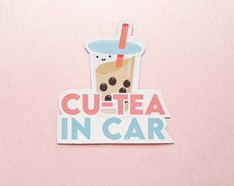 Wodoodporny magnes samochodowy | Magnes na zderzak Cu-tea w samochodzie Bubble Tea/Boba Tea Dziecko w samochodzie, Dzieci w samochodzie, Dziecko na pokładzie