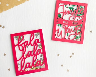 Christmas Holiday Digital SVG File | Shaker Card Template, Instant Download, Papercut Design, xmas cut file, card making