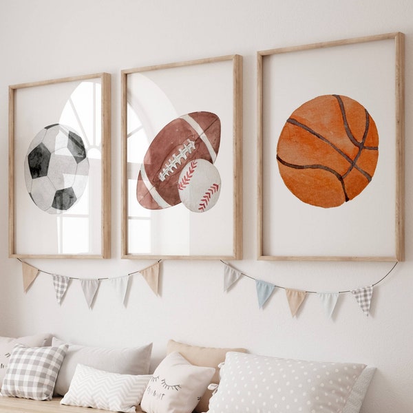 Sports Nursery Wall Art, Kids Sports Wall Decor, Sports Nursery Print, Sports Boys Room Decor, Watercolor Sports Decor, Sports Poster