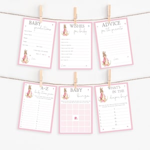 Peter Rabbit Babyparty Spiele Bündel - Printable - Set von 6 - Baby Boy - Babywünsche - Ratschläge für Eltern - Babyvorhersagen - 13x18