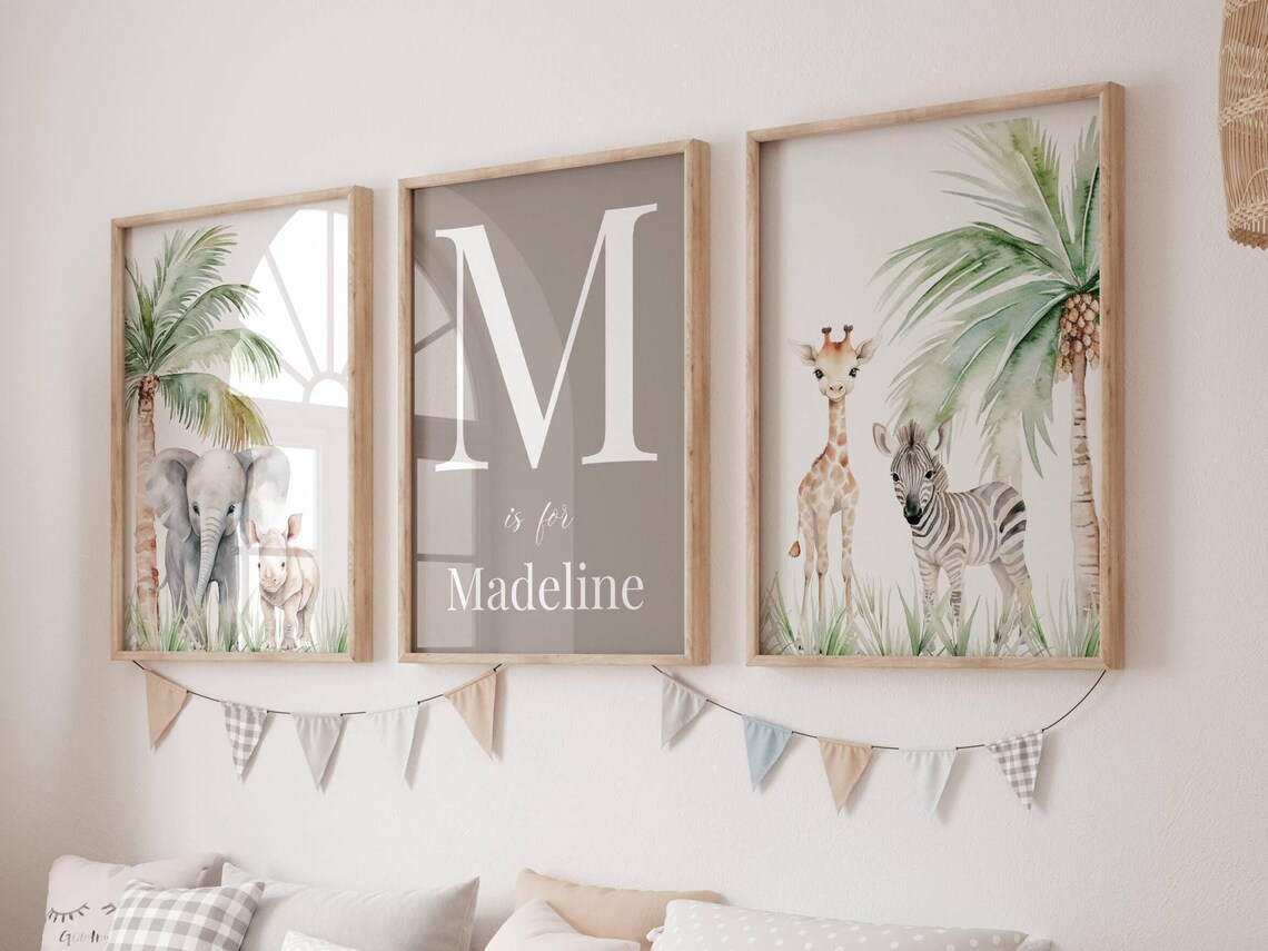 Jungle Safari Animals Nursery Prints - Baby Girl Wall Art - Baby Girl ...