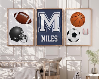 Láminas deportivas para la habitación del bebé, Decoración infantil de deportes, Póster deportivo, Decoración deportiva personalizada