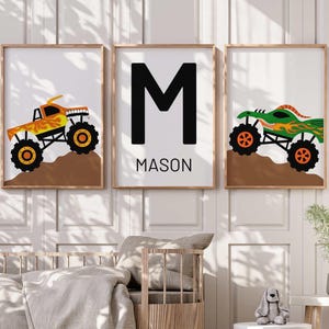 Personalized Monster Truck Wall Art Prints - Playroom - Boys Bedroom Wall Decor - Kids Wall Art Prints - Monster Jam Trucks image 2
