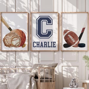 Arte de parede esportiva para berçário, decoração de parede esportiva para crianças, impressão esportiva para berçário, decoração esportiva personalizada, pôster esportivo - PARA IMPRIMIR