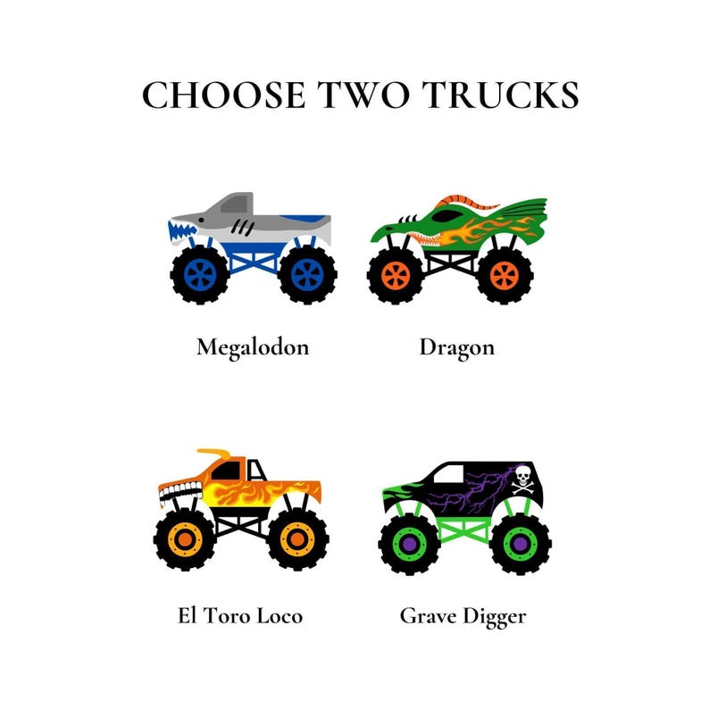 Personalized Monster Truck Wall Art Prints - Playroom - Boys Bedroom Wall Decor - Kids Wall Art Prints - Monster Jam Trucks image 4