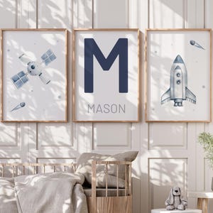 Arte mural personalizado de astronauta espacial, impresiones espaciales para habitación infantil, arte mural espacial, impresiones para dormitorio infantil, decoración de habitación infantil espacial - IMPRIMIBLE