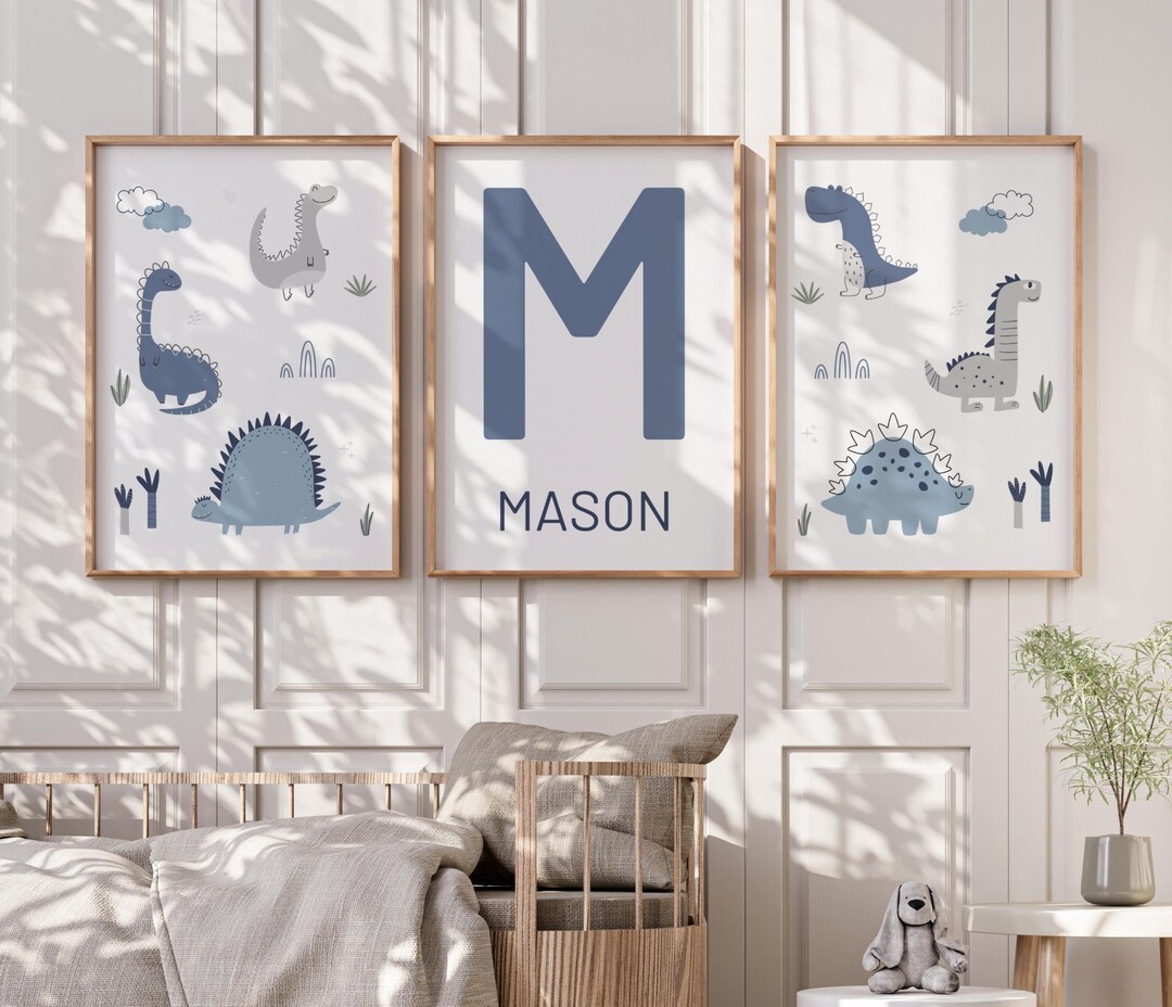 Dinosaur Nursery Prints - Dino Nursery Wall Art Prints - Baby Boy ...