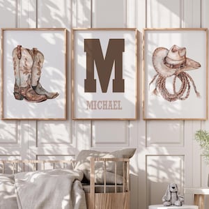 Personalized Western Cowboy Nursery Wall Art - Wild West - Kids Room Wall Decor - Boys Bedroom Prints