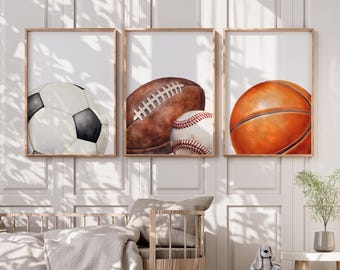Arte de pared deportivo para guardería, decoración de pared deportiva para niños, impresión deportiva para guardería, decoración deportiva para habitación de niños, decoración deportiva, póster deportivo