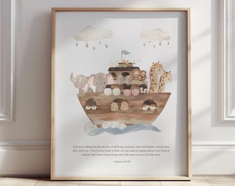 Noahs Ark Scripture Christian Nursery Wall Art - Genesis 6:19-20 | Bible Nursery Decor