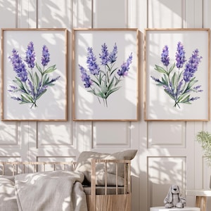 Lavender Nursery Decor Print Set, Lavender Nursery Wall Art, Lavender Nursery Decor, Lavender Bedroom Wall Art
