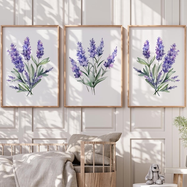 Lavender Nursery Decor Print Set, Lavender Nursery Wall Art, Lavender Nursery Decor, Lavender Bedroom Wall Art