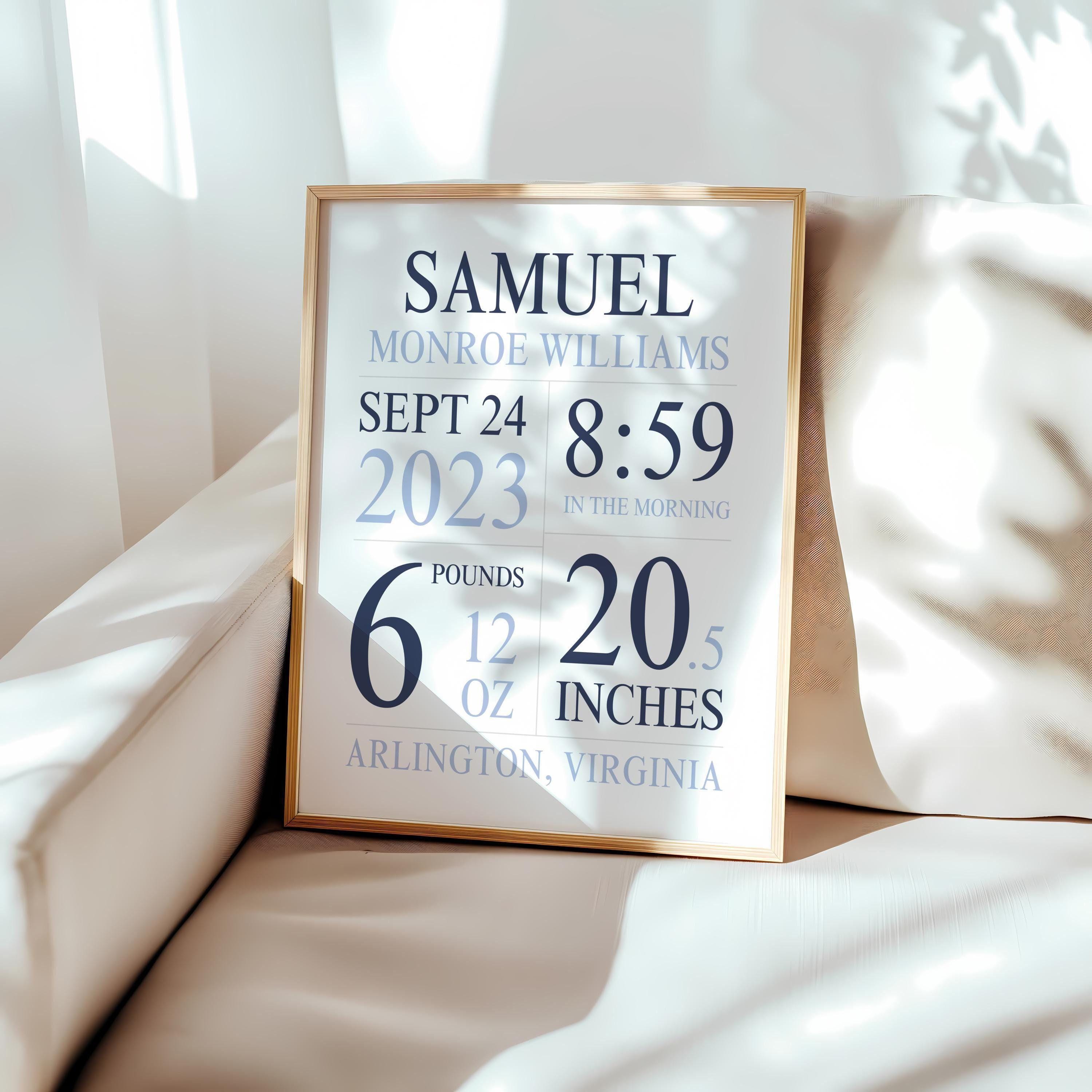Custom Baby Birth Stat Nursery Wall Art, Personalized Baby Boy Gift ...