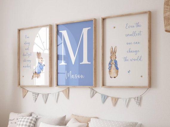 Personalized Peter Rabbit Nursery Wall Art - Beatrix Potter Decor - Baby  Name Initial Print - Boys Nursery Art - Printable File Only