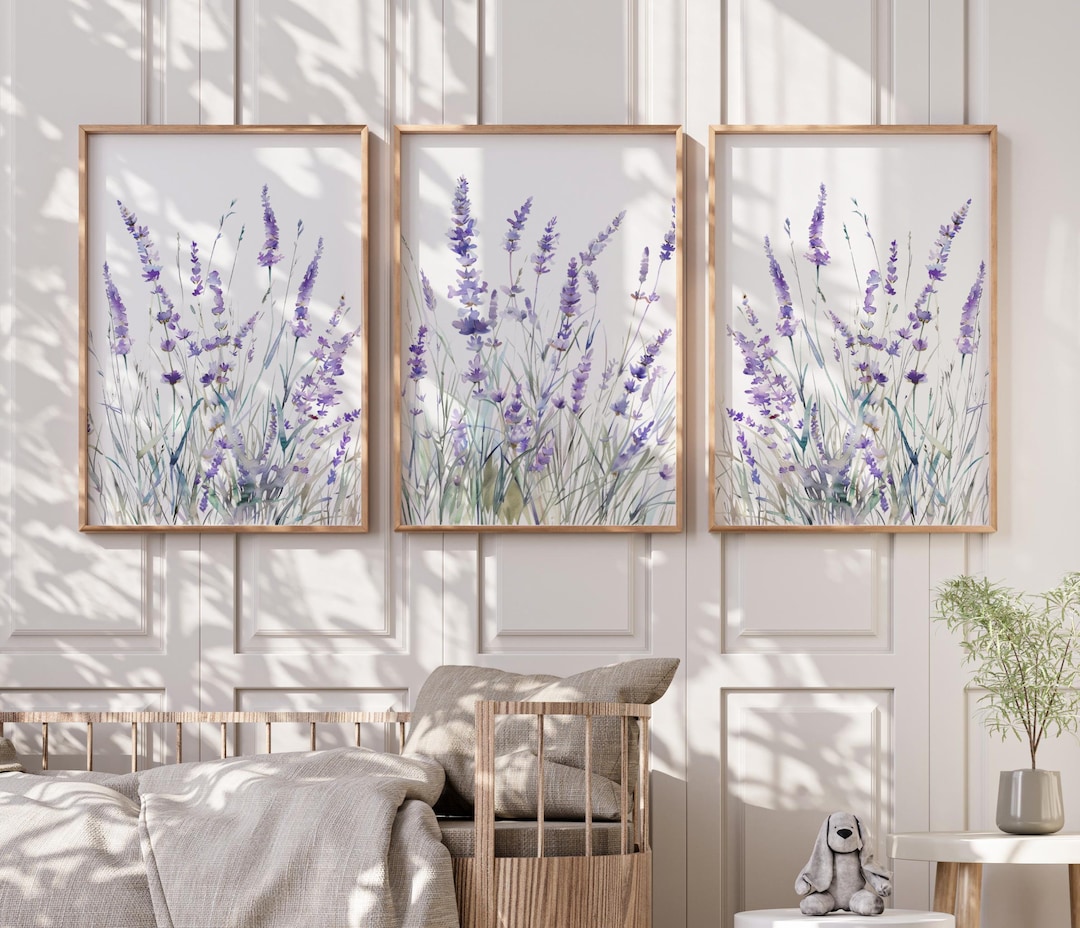 Lavender Wildflower Nursery Wall Art Set: Purple Floral Prints - Etsy