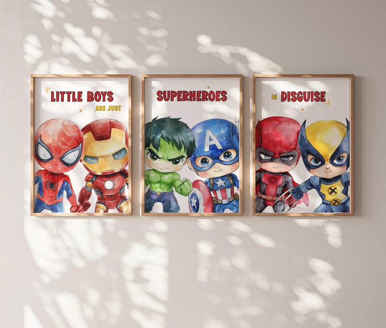 Superhero Nursery Wall Art - Playroom Prints - Comic Book Wall Art ...