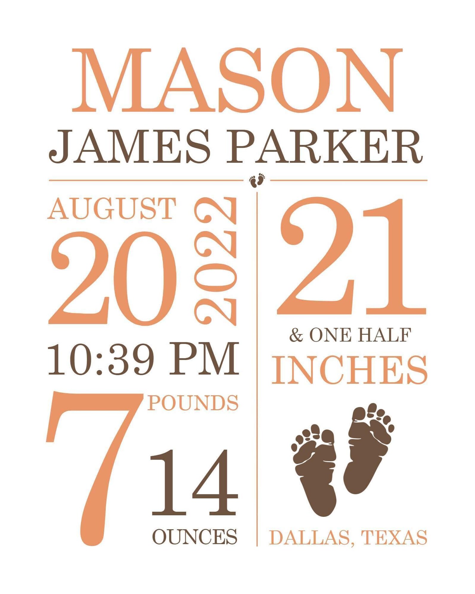 Personalized Baby Boy Wall Art - Birth Stat Footprints - Nursery Decor ...