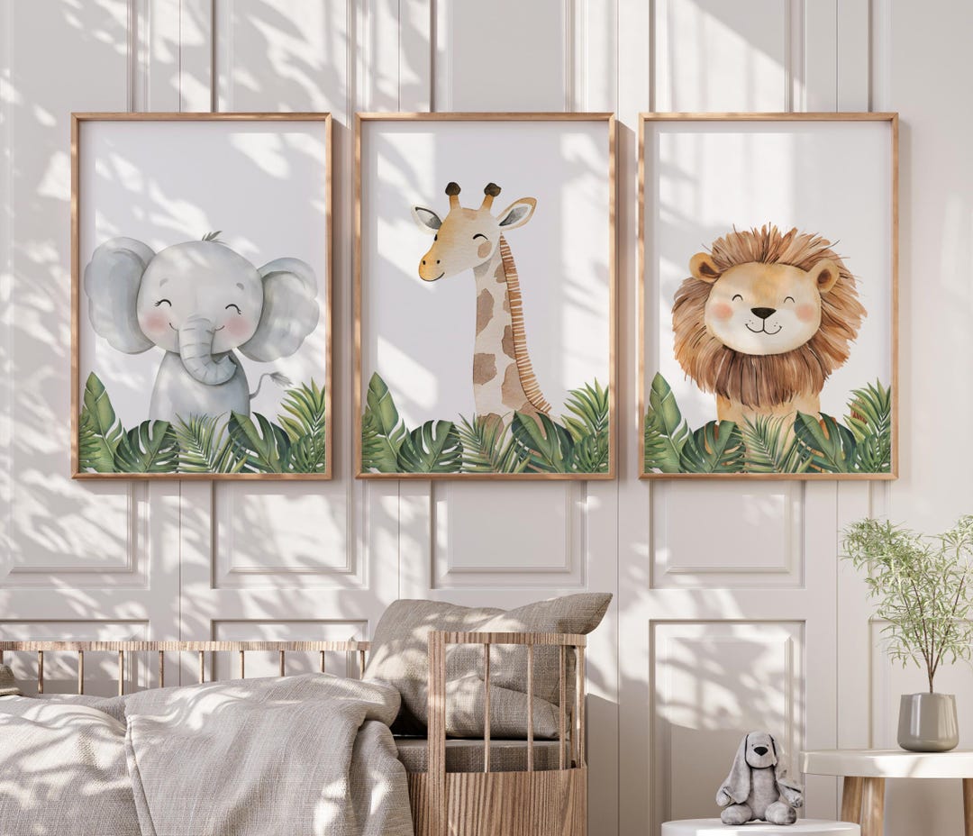 Jungle Safari Animal Nursery Wall Art, Nursery Wall Decor, Nursery Art ...