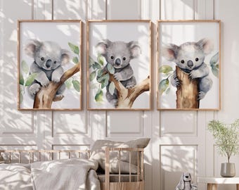 Koala Nursery Wall Art, Koala Nursery Decor, Koala Nursery Art Prints, Koala Kids Bedroom Wall Art Prints