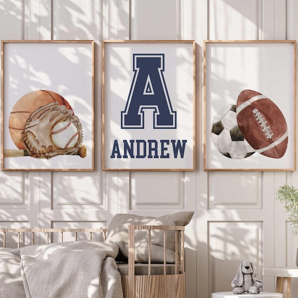 Personalized Sports Nursery Wall Art Print - Kids Sports Bedroom Decor Poster