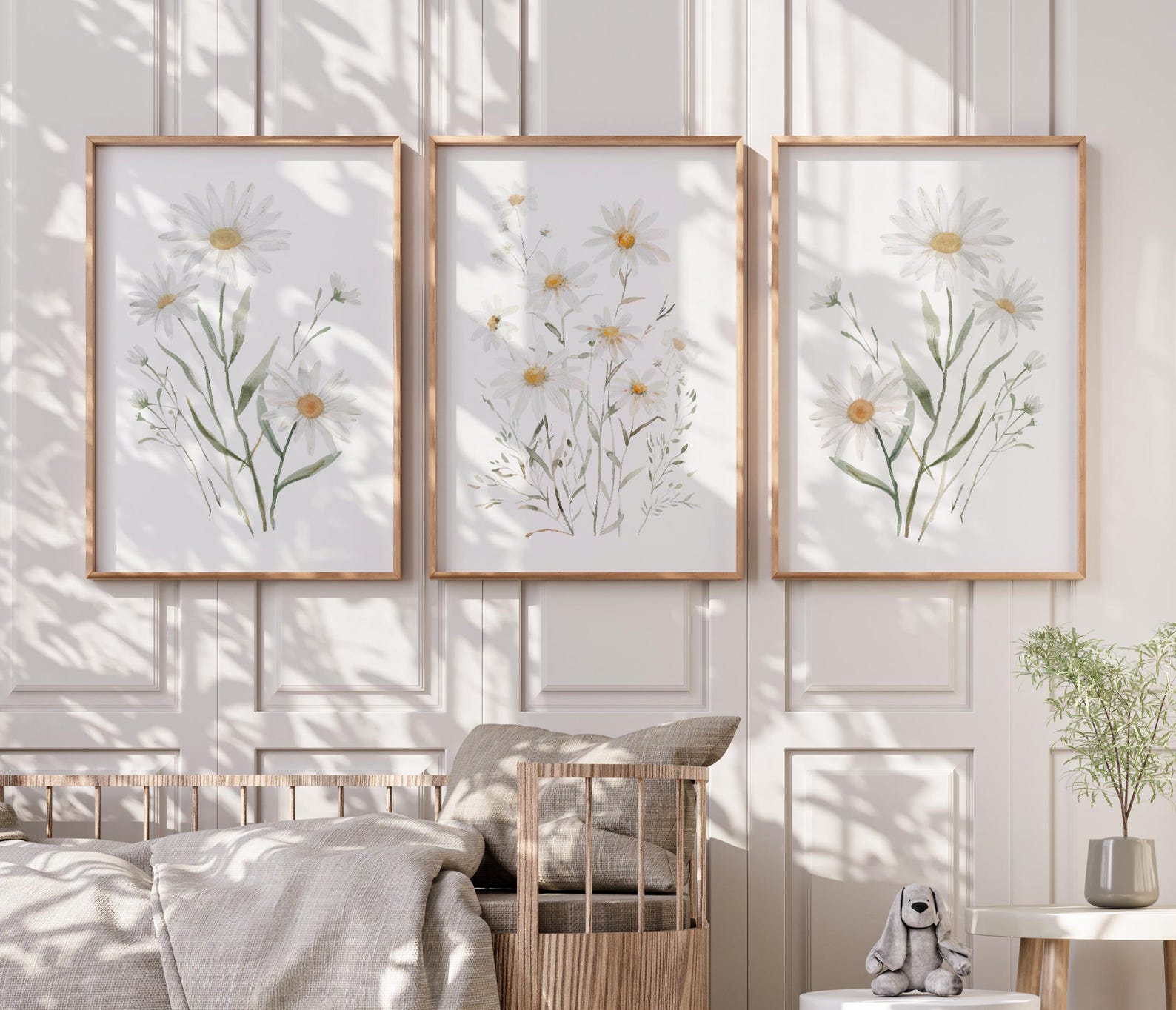 Daisy Nursery Decor Print Set - Daisy Wall Art for Nursery or Bedroom ...