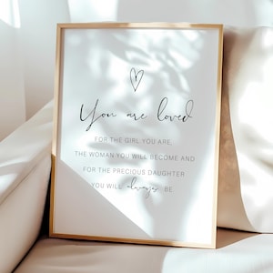 Sei amata per la ragazza che sei, stampa artistica da parete con citazione per la cameretta del bambino, camera da letto per bambine, decorazione per la cameretta del bambino