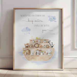 Noahs Ark Bible Nursery Wall Art - Christian Scripture Decor for Boys and Girls