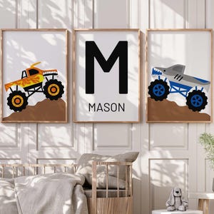 Personalized Monster Truck Wall Art Prints - Playroom - Boys Bedroom Wall Decor - Kids Wall Art Prints - Monster Jam Trucks image 3