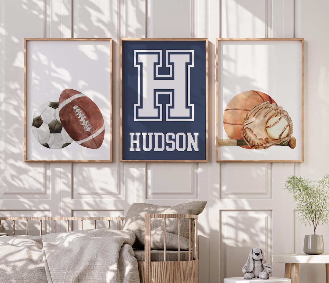 Personalized Sports Nursery Wall Art Print Kids Sports Bedroom