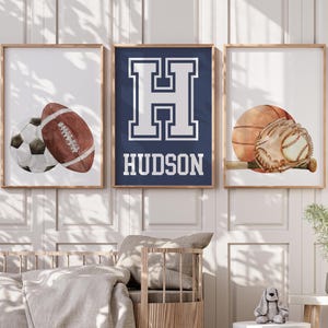 Personalized Sports Nursery Wall Art Print - Kids Sports Bedroom Decor Poster