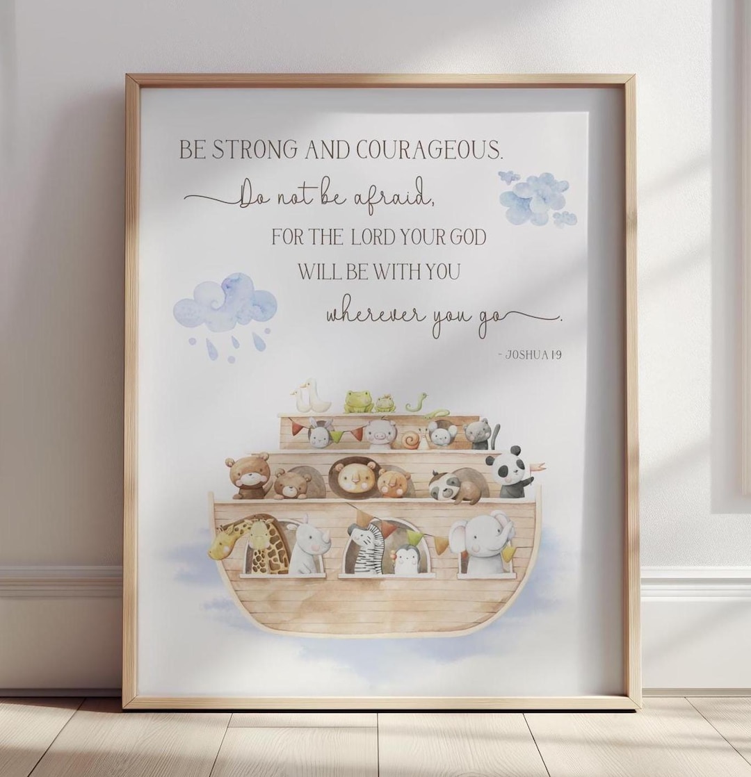 Noah's Ark Scripture Nursery Decor, Christian Nursery Print, Religious ...