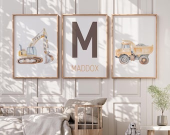 Construction Nursery Prints - Dump Truck Wall Art for Baby Boys Room - Little Boys Construction Decor