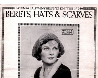 1930s Berets, Hats and Scarves Knitting and Crochet Pattern PDF Download