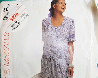Vintage 1990s Sewing Pattern McCall's 5276 Stitch'N'Save Easy Blouse and Skirt Sizes 12-14-16 Factory Folded