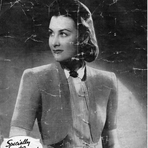 Neat Little Bolero 1940s Women's Bolero Shrug 4-ply Knitting Pattern PDF Download