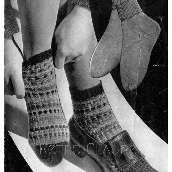 1940s Ankle Socks from Oddments Make Do and Mend WW2 4ply 3ply Vintage Knitting Pattern PDF Download