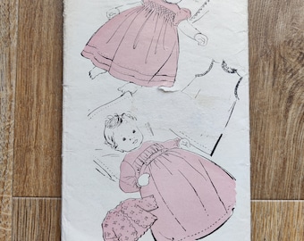 1940s Sewing Pattern Weldon's 1182 Newborn Smocked Dress Nightgown and Jacket. Never been used. INCOMPLETE No Petticoat