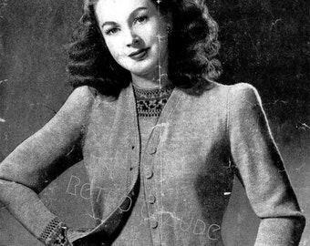 1940s Fair Isle Cardigan Knitting Pattern Bestway 1808 PDF Download