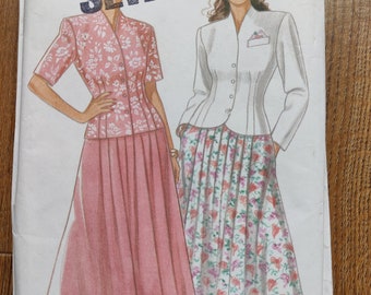 New Look 6528 Vintage Sewing Pattern for Pleated Skirt and Jacket Sizes 6-18 Uncut and Factory Folded 1980s Vintage