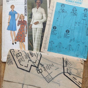 1970s Sewing Pattern Simplicity 7047 FACTORY FOLDED 1970s Dress or Top and Pants Pattern Large Collar Size 12 Bust 34 87cm image 3