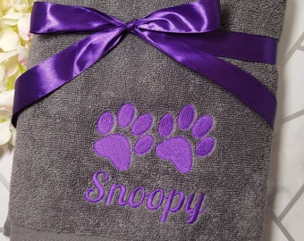 VENDIDO COMO SE VE Toalla de perro personalizada con nombre 'Snoopy', Toalla para mascotas, Regalo para cachorros, Regalo para perros, Toalla de perro personalizada, Toalla para perros, Regalo para cachorros nuevos, Regalo para mascotas