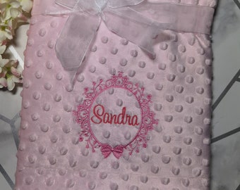 Corona de princesa personalizada, manta para bebé, bordada, súper suave, regalo de bautizo para niñas recién nacidas, recuerdo, personalizado.