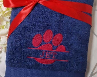 VENDIDO TAL COMO SE VE Toalla para perro personalizada con nombre 'Jet', Toalla para mascota, Regalo para cachorro, Regalo para perro, Toalla para perro personalizada, Toalla para perro, Regalo para cachorro nuevo, Regalo para mascota