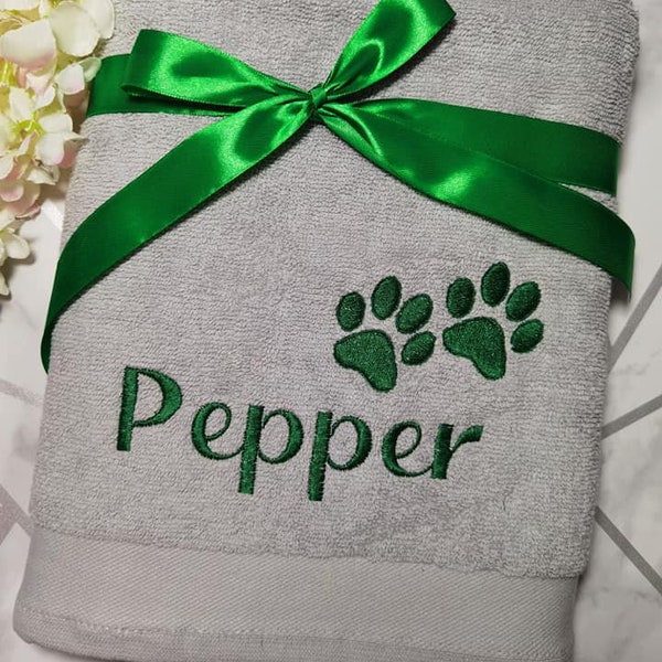 Personalised Dog bath towel with Paws, Pet Towel, Embroidered , Dog Gift, Custom Pet Towel, Dog Towel, Grooming Towel, New Puppy Gift