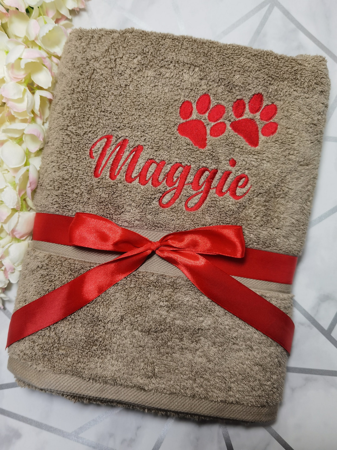 Personalised Super Soft Cotton Dog Towel Paw Design Pet Etsy